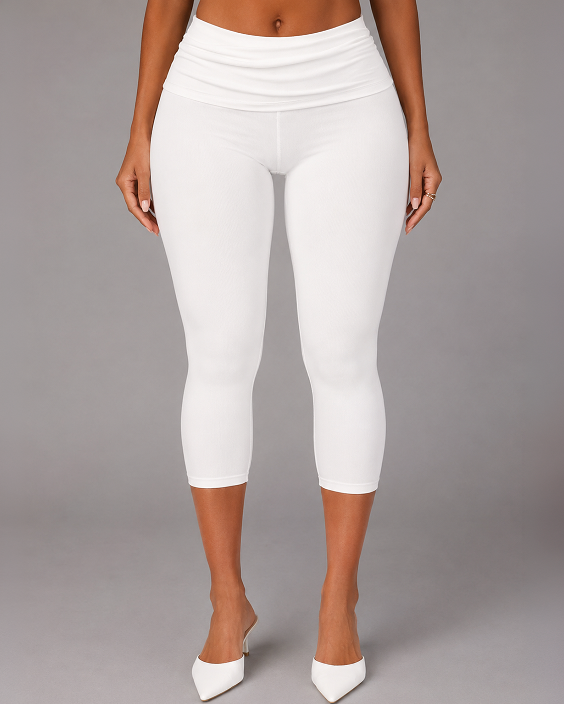 BigSexy White SDS Fold-Over Capri's