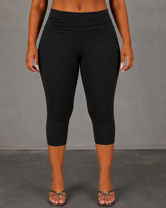 BigSexy Black SCN Fold-Over Capri's