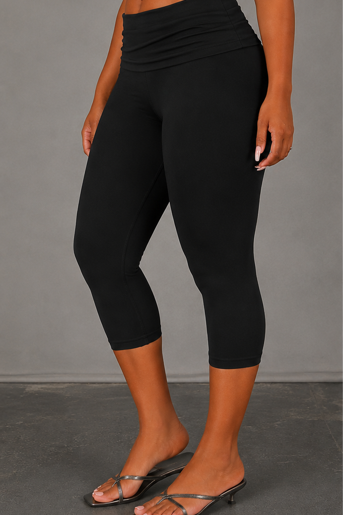 BigSexy Black SCN Fold-Over Capri's