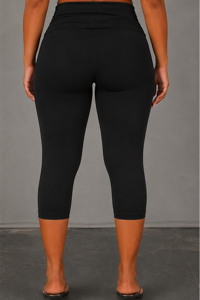 BigSexy Black SCN Fold-Over Capri's