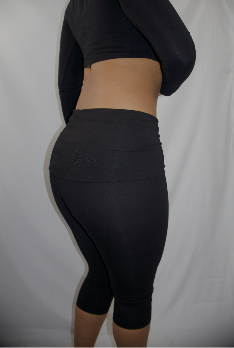 Black SCN Fold-Over Capri's