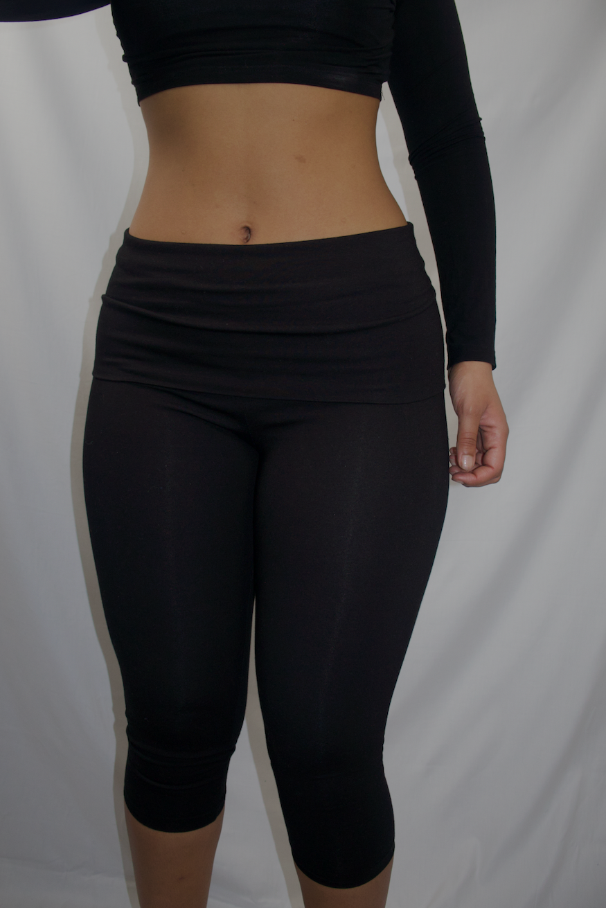 Black SCN Fold-Over Capri's