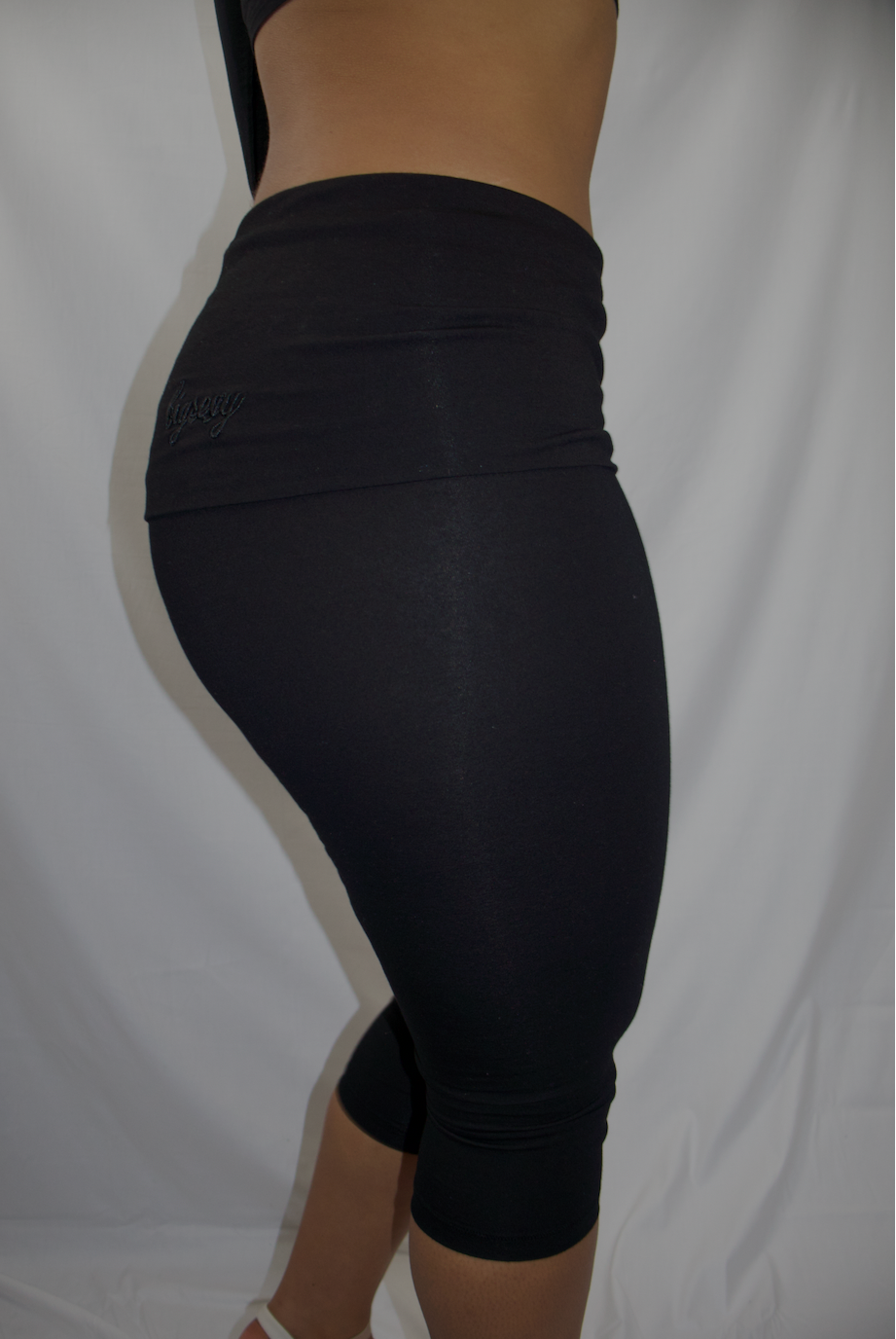 Black SCN Fold-Over Capri's