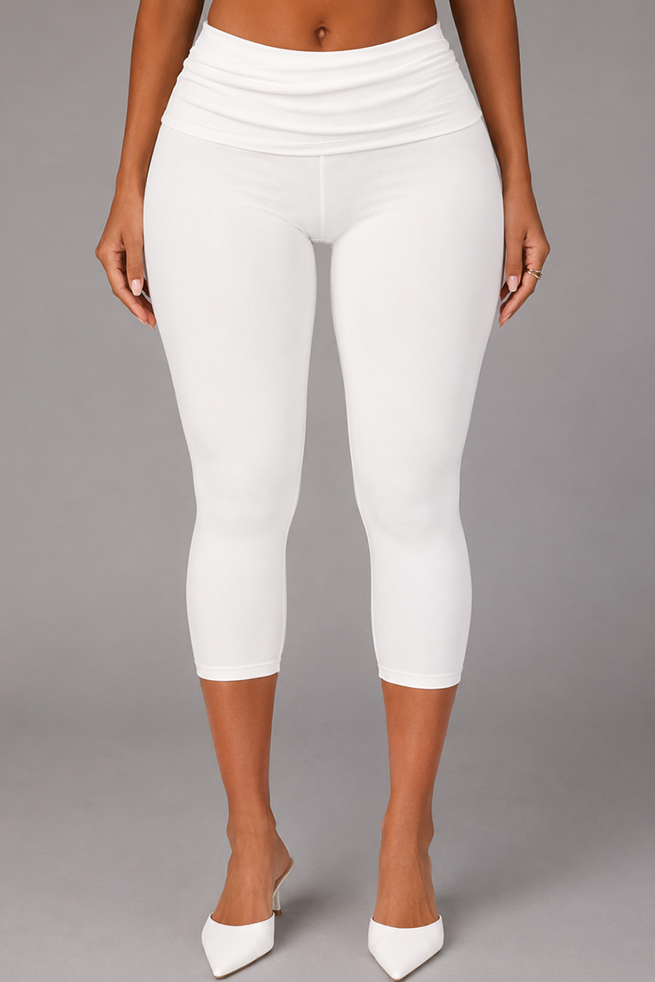 BigSexy White SDS Fold-Over Capri's