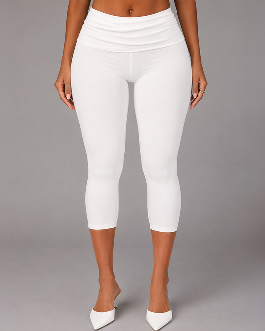 BigSexy White SDS Fold-Over Capri's