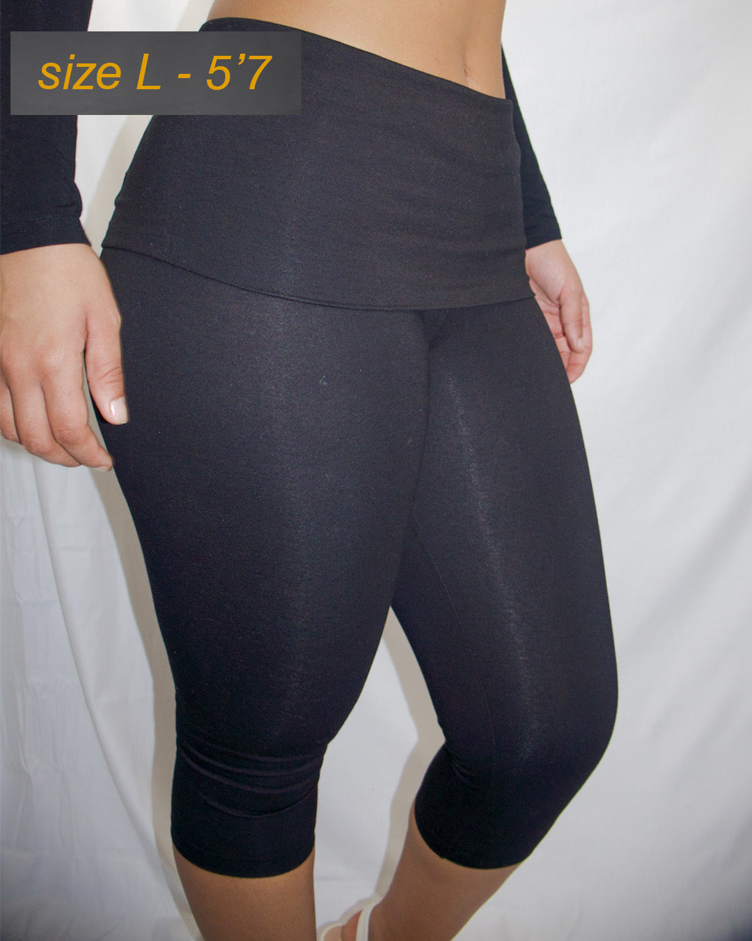 Black SCN Fold-Over Capri's